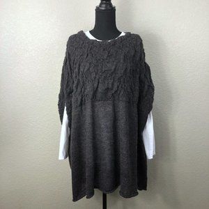 CAbi Waverly Poncho Sweater Wool Mohair Charcoal Gray
